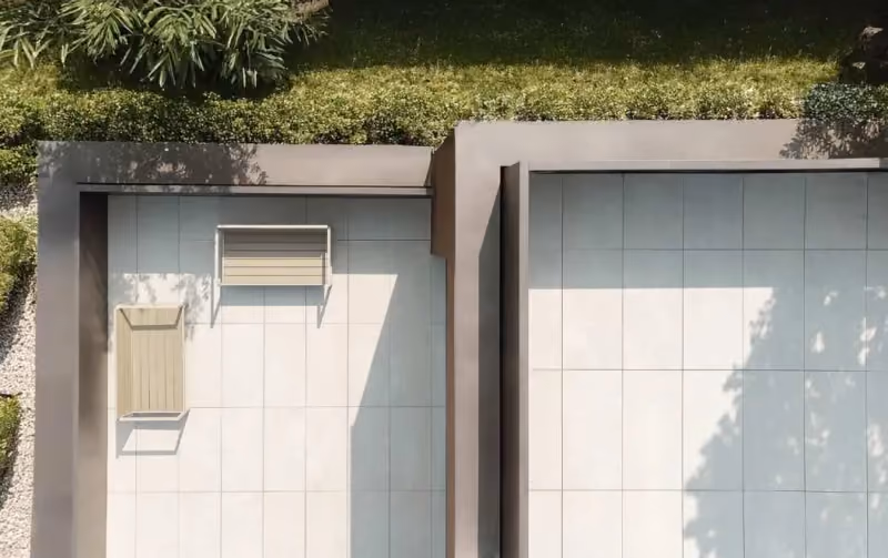 Modularte Sleek Frame perimeter panelling with a concealed fixing system and a matt finish, made for modern architecture and roof gardens.