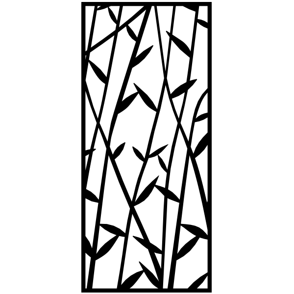 Ausgeschnittenes Paneel mit einem Muster aus vereinzelten diagonalen Bambusstängeln